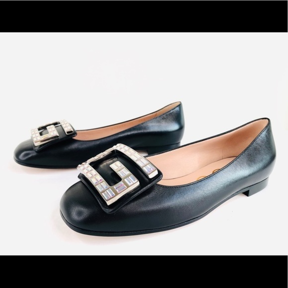 GUCCI Malaga Crystal Square GG Madelyn BALLET Flat - Picture 1 of 12